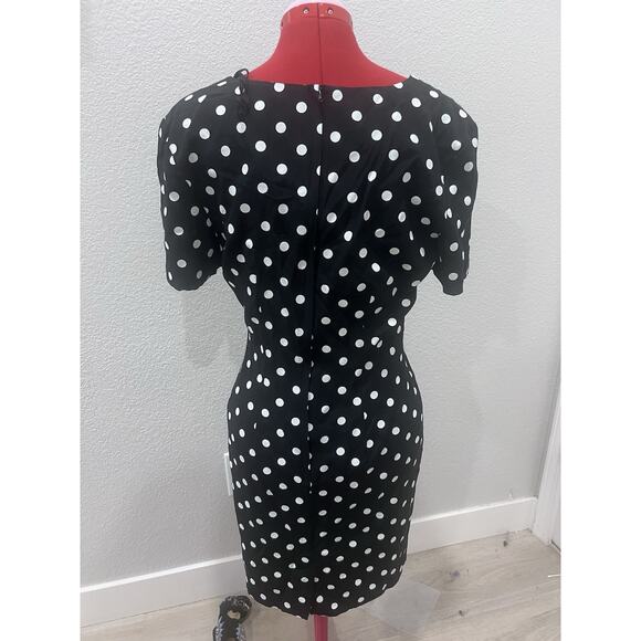 vintage My Michelle Black & White‎ Polka Dot Dress Fitted Career Cocktail - Picture 2 of 8